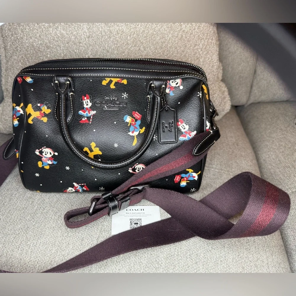 Disney X Coach Rowan Satchel With Holiday Print - Picture 3 of 6